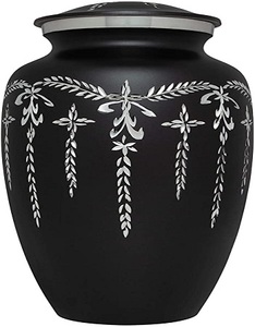 Urnes funéraires de couleur noire à thème en marbre fin Urne de crémation faite à la main de grande qualité pour les cendres humaines adultes - Product Image 3