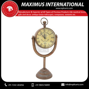 Vintage Nautical Style Brass <b>Table</b> <b>Clock</b> | Roman Numeral Quartz Desk <b>Clock</b> | Decorative Home Office Tabletop <b>Clock</b> Gift Item - Product Image 3