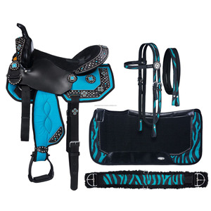 Selle de cheval occidentale synthétique de qualité supérieure, durable, classique, avec quincaillerie en acier inoxydable, siège en cuir souple, tailles 14/18 pouces - Product Image 1