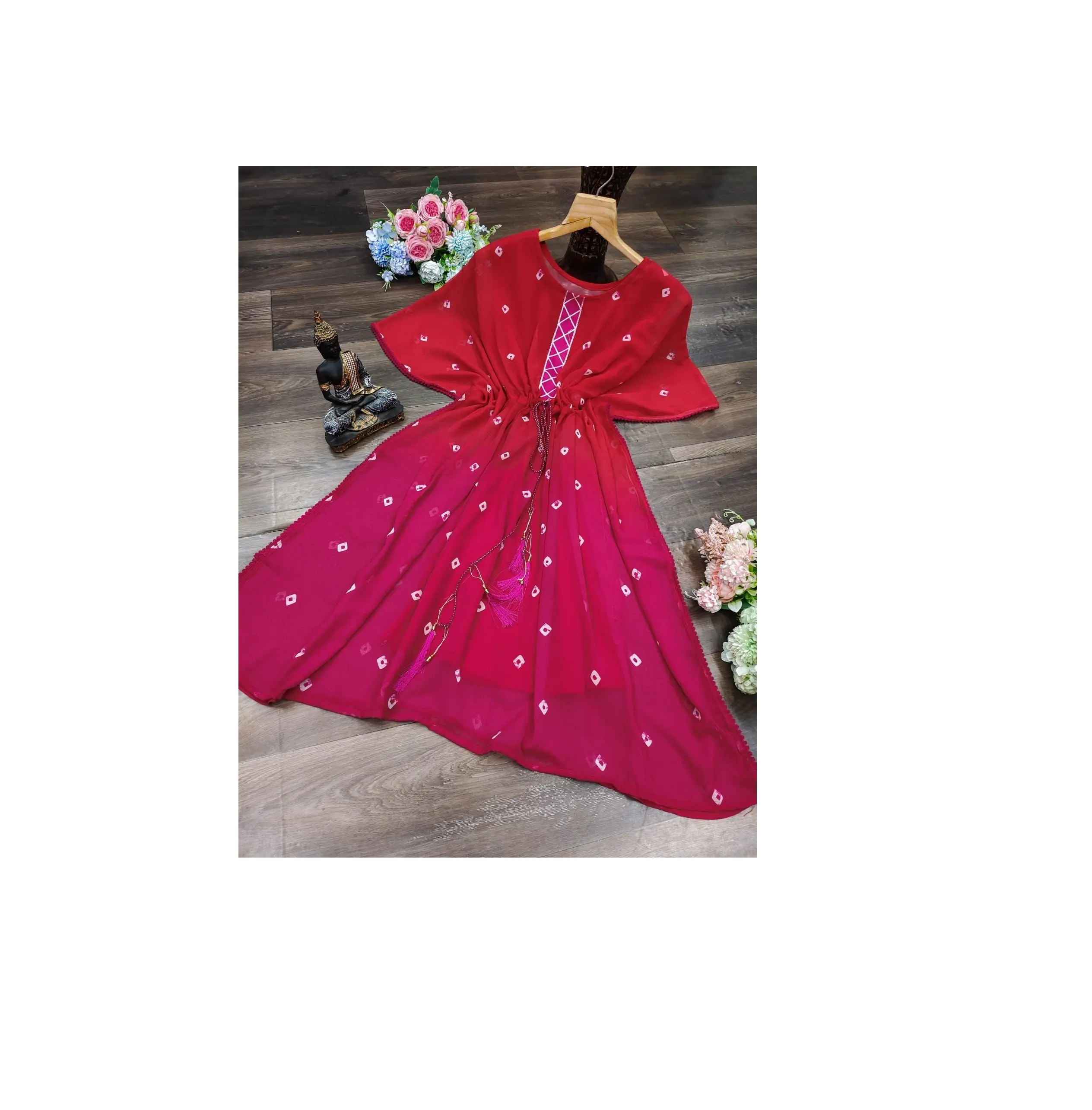 Fancy Red And Pink Kaftan North Africa, and into West Africa Dress Wear For Women