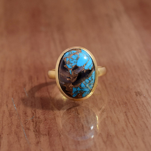 Gorgeous Natural Black Shell Copper <b>Turquoise</b> Gemstone Bezel Setting 925 Sterling Silver <b>Ring</b> Wholesale - Product Image 4