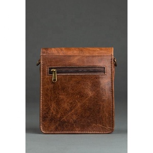Sac à rabat en cuir véritable vintage, sacoche à bandoulière de bureau décontractée, sacoche d'affaires en cuir de vachette pour hommes - Product Image 3
