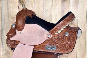 Ensemble de selle anglaise en cuir véritable de qualité supérieure durable de 14 à 18 pouces, différentes couleurs pour baril de course Western Horse Tack - Product Image 3