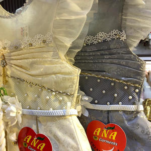 Jacquard tejidos de seda vestido con diadema nuevo diseño del bebé chica ropa de fiesta vestido - Product Image 6