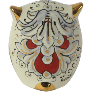 SAMBUCO CERAMICS Búho de Cerámica Hecho a Mano para Decoración del Hogar, 7 cm, Pintado a Mano con Oro Puro y Brillo Metálico Rojo, Diseño Tradicional - Product Image 4