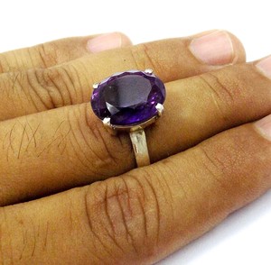 Hammered Smoky Quartz <b>Rhodium</b> Plated Bezel Setting Silver <b>Ring</b> for Wedding & Party - Product Image 6