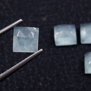 Aigue-marine naturelle à facettes en vrac 10x10mm, 1 pièce, prix de gros, pierres précieuses carrées rayées, taille 10x10mm pour la fabrication de bijoux - Product Image 3