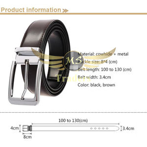 Cinturón Reversible de cuero para hombre, Cinturón de piel de vaca con hebilla giratoria de diseño clásico, color marrón y negro, venta al por mayor - Product Image 5