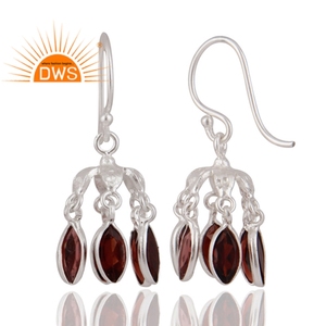 New Arrival Multi Garnet Gemstone Chandelier <b>Earrings</b> Manufacturer <b>Fine</b> 925 Silver Jewelry Wholesaler - Product Image 2