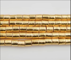 Perles en forme de tambour, plaqué or brossé, 50g - Product Image 2