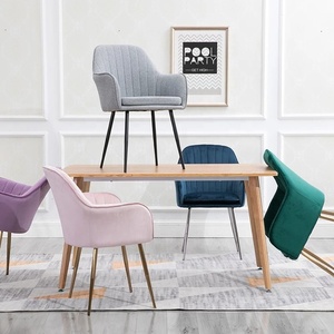 Sillón para sala de estar moderno, barato, de terciopelo verde, chapado en oro, silla de comedor - Product Image 6