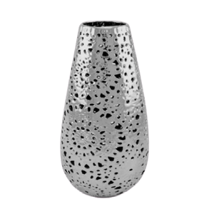 Nuevo jarrón martillado LARGO DE Metal plateado para decoración del hogar moderno único niquelado personalizado Vintage elegante florero - Product Image 5