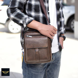 Sac à bandoulière vintage en cuir pour homme, sac à bandoulière en cuir fendu, kangourou, marque de luxe, nouvelle collection 2023 - Product Image 5