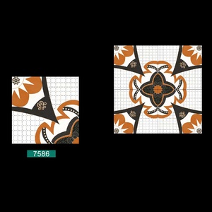 กระเบื้องปูพื้นพอร์ซเลนขัดเงาสีขาวและสีส้มขนาด 40x40ซม - Product Image 1