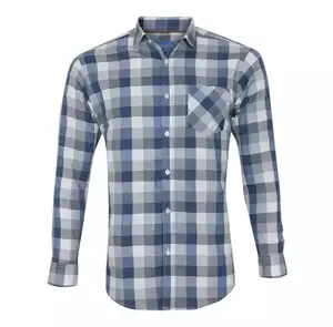 Winter High Quality 100% Cotton Flannel Long Sleeve Plaid Slim Fit Business Shirt Men's Collection from Bangladesh