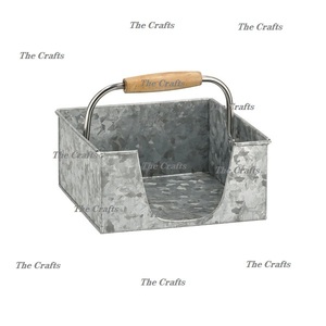 Porte-serviettes au design avantageux avec poignée en bois, porte-serviettes galvanisé fait main à prix de gros - Product Image 1