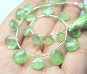 ลูกปัดขนาด8นิ้วรูปหัวใจไคยาไนต์สีเขียวธรรมชาติทำด้วยมือขนาด7X8MM 12X12MM ประมาณ8นิ้ว - Product Image 3