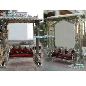 Juhola balançoire de paon en argent sterling, artisanat pour mariage indien, métal argenté sculpté, finition platine - Product Image 1