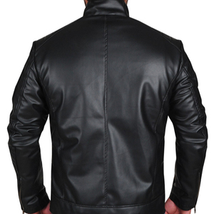 High Street Style <b>Winter</b> Men's <b>Leather</b> <b>Jacket</b> O-Neck Zipper Cow Skin Breathable Waterproof Eco-Friendly Windproof OEM Service - Product Image 4