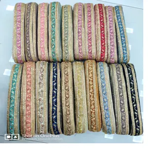 Cintas y encajes étnicos bordados en forma de Cachemira, surtido de tamaños y colores para vestido de boda, desi - Product Image 1