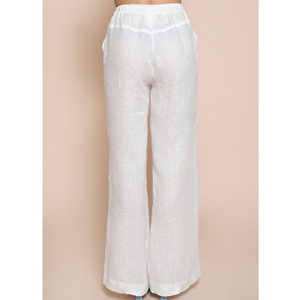 Pantalones de lino 100% puro de la mejor calidad italiana con bolsillos franceses, pierna ancha y corte en cuña en la parte trasera. Para el día de hoy - Product Image 2