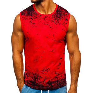 Camiseta Deportiva sin Mangas para Hombre, Personalizada al por Mayor, 100% Poliéster, Transpirable, Cuello Redondo, Diseño Sólido, para Gimnasio y Entrenamiento - Product Image 2