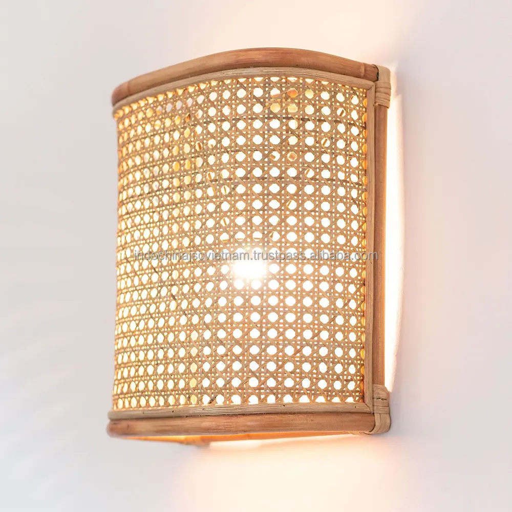 Lâmpada de parede estilo vintage, luz única, luz de parede em rattan, sconce, atacado