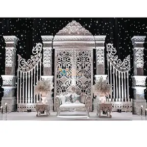 Grand Indian Majestic Look Wedding Stage Set New Fiber Made Luxury Wedding Reception Stage Vintage Style Victorian Reception Set