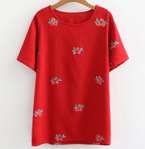 Tshirt pour femmes brodé partout Type de tissu tricoté Prix abordables pour un usage quotidien Ultra-Soft Fleece Ladies tops - Product Image 6