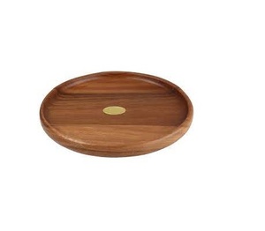 Ensemble d'assiettes de chargeur en bois massif, 4 pièces, assiettes à aliments, collations et desserts, vente en gros, assiettes rondes d'acacia pour mariage royal - Product Image 2