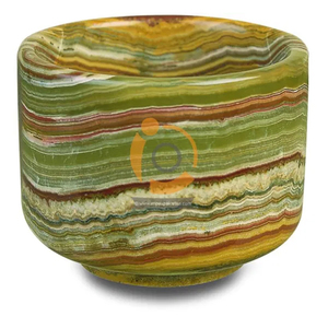 Bol en marbre Onyx Multi couleurs en gros bol en pierre sculptée bols en cristal pour la décoration de la maison - Product Image 5