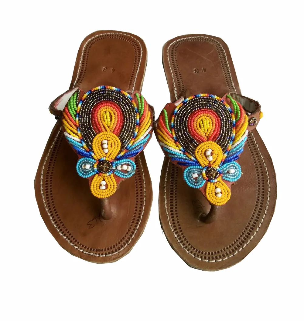 Traditional Hand Beaded Multicolor Flip Flops Footwear Women Sandals