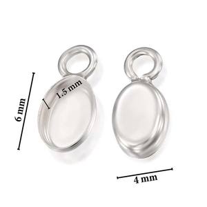 Breloque de tasse à lunette ovale en argent Sterling, 7x9mm, vente en gros, pièces vierges, montage de bijoux pendentif simple - Product Image 4