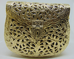 Hand Carving Vintage Indian Women Metal <b>Clutch</b> Bag - Product Image 1