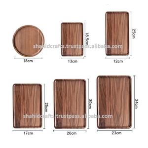 Huiran — plateaux de service en bois d'acacia, manche ronde, rectangulaire, carrée, manche en métal et sans poignée, nouveaux Designs - Product Image 2