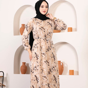 Vestido de gasa con estampado de margaritas para mujer, ropa islámica turca, Túnica modesto de Abaya, Hijab, novedad de 2022 - Product Image 1