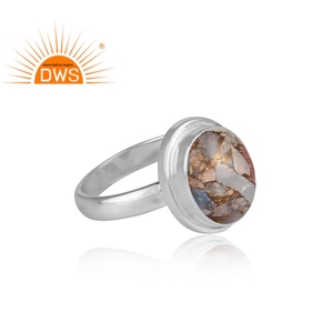 925 Fine Sterling <b>Silver</b> Natural Mojave Copper Ethiopian <b>Opal</b> Gemstone Stackable <b>Ring</b> For Women Jewelry Manufacturer - Product Image 3