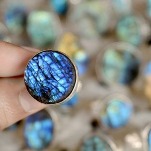 Naturel en gros lot labradorite druzy argent superposition bague titane anneaux blancs à la main vintage bijoux labradorite pierres précieuses - Product Image 5