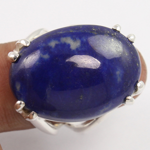 Anillos de lapislázuli, artesano indio, conjunto de garra de plata de ley sólida 925, anillo de todos los tamaños de EE. UU. disponible, piedra preciosa Natural de forma ovalada - Product Image 2