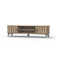 Mueble de TV Contemporáneo de Lujo y Alta Calidad con Almacenamiento, Diseño Moderno con Puertas, Tablero de Aglomerado/Partículas, Mueble para Sala de Estar