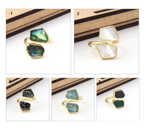 Bague en pierre précieuse Labradorite Multi-Fire Double Stone Designer Jewelry pour les fêtes de mariage Réglable Populaire Galvanoplastie pour - Product Image 2