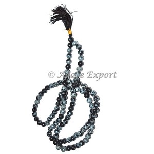 Obsidiana Copo de nieve personalizada al por mayor natural con cuentas japonés Mala - Product Image 2