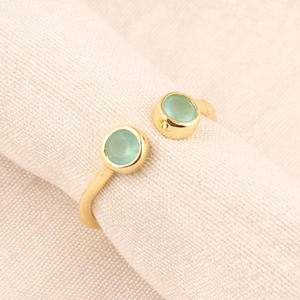 แหวนปรับได้เปิดได้ Aqua Chalcedony เครื่องประดับชุบทองสำหรับเธอซ้อนแหวนเครื่องประดับสำหรับผู้หญิงขายส่งเครื่องประดับ - Product Image 1