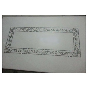 Natural White Marble Rectangular <b>Table</b> Top With Inlay <b>Work</b> - Product Image 1