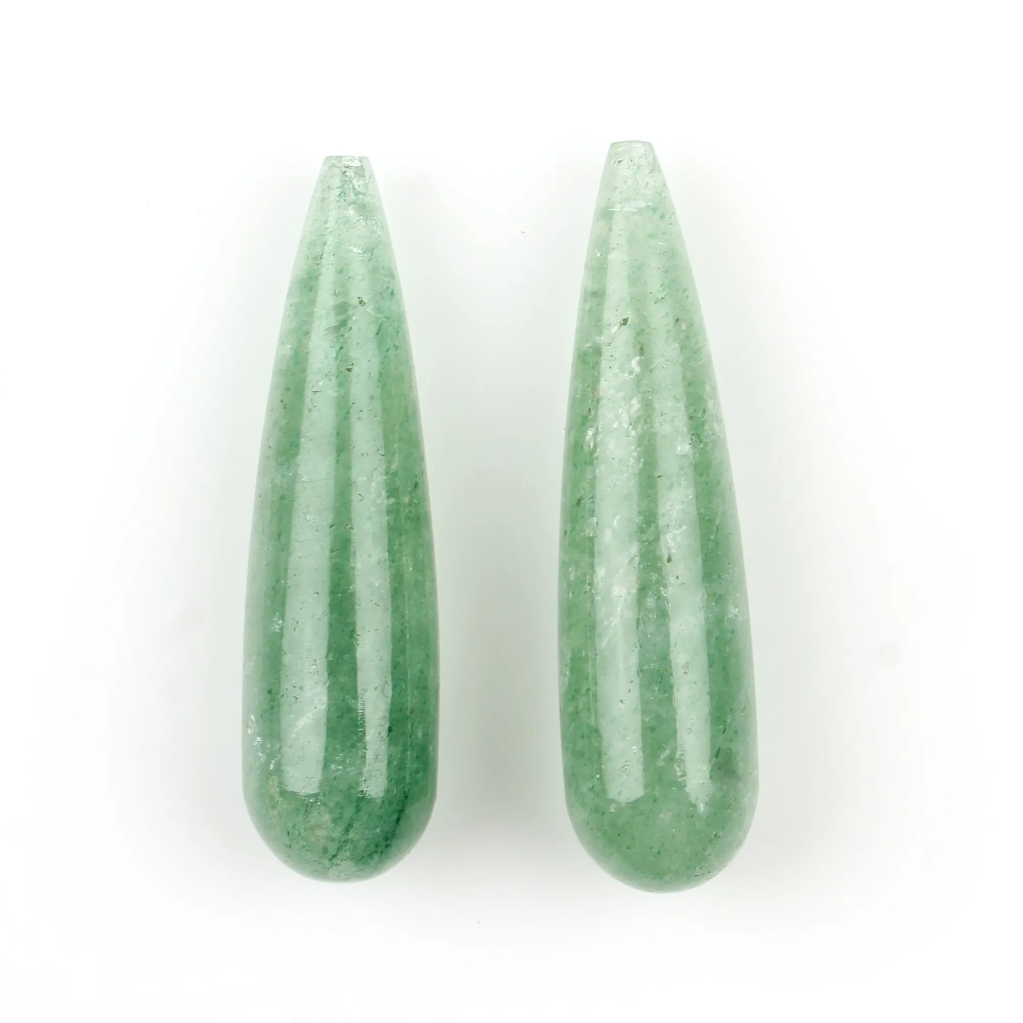 Best Selling green cherry quartz loose gemstone for making jewelry semi precious smooth long drop shape briolette gemstone