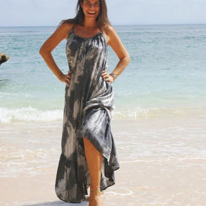 เดรสยาวผ้าทอสีหวานแบบไทได  รักษ์โลก ซักได้ คอทรงกลม แขนกุด ผ้าฝ้าย 100% - Product Image 1