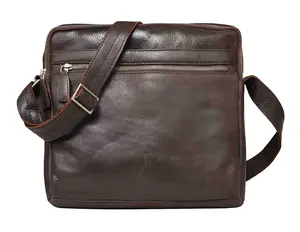 最佳全新设计高品质纯皮包深棕色皮革邮差包 & 吊带包，适合男女皆宜的旅行Baga