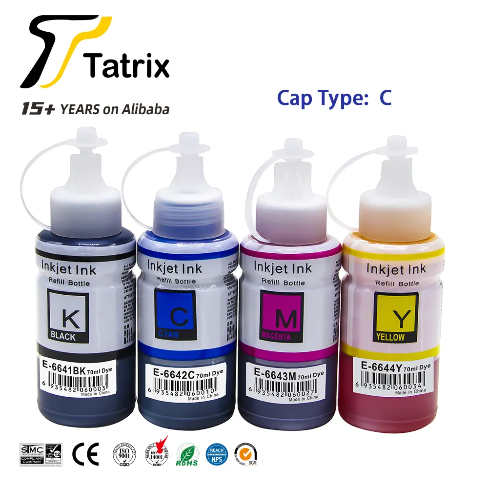 Tatrix T664 T6641 664 100ml תואם צבע על בסיס מים בקבוק מילוי בתפזורת הזרקת דיו דיו 664 T664 T6641 T6644 עבור epson L200