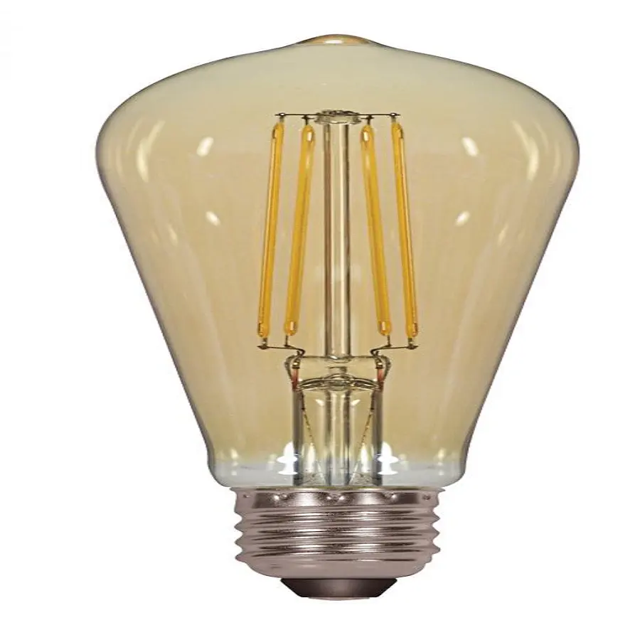 Satco S8612 LED Medium Base Light Bulb in Transparent Amber Finish, 4.5 Watt, ST19, 2000K, 120 Volt