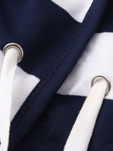 เสื้อฮู้ดลายทางไซส์ใหญ่สำหรับผู้หญิง คุณภาพสูง ขายส่ง สีกรมท่าขาว สไตล์ลำลอง แจ็คเก็ตใส่สบายสำหรับฤดูหนาว - Product Image 4